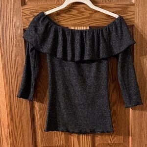 Almost Famous Charcoal Off-Shoulder Sweater